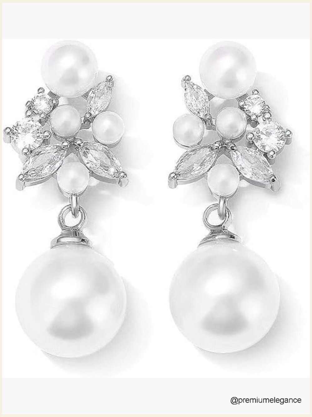 Pearl Drop Dangle Earrings for Women Bridal Wedding CZ